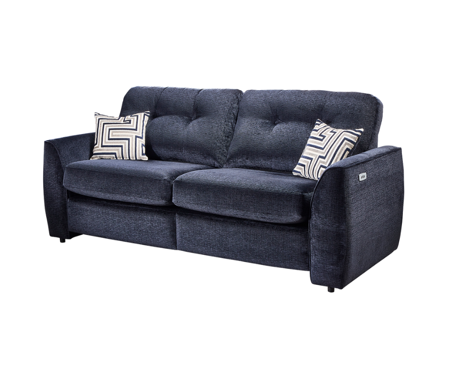 Finley 3 seater power incliner sofa in Ethan navy fabric