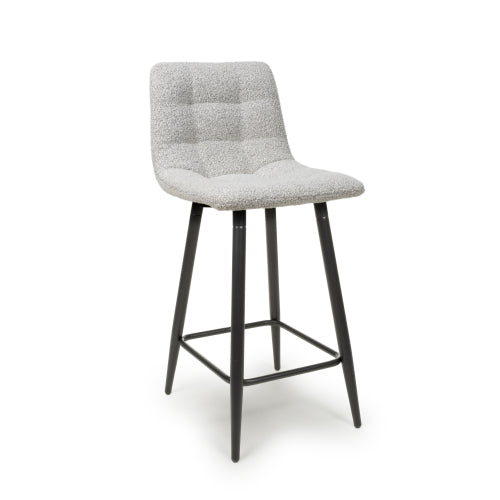 LICHFIELD Pair of Boucle Smoke Grey Bar Stools