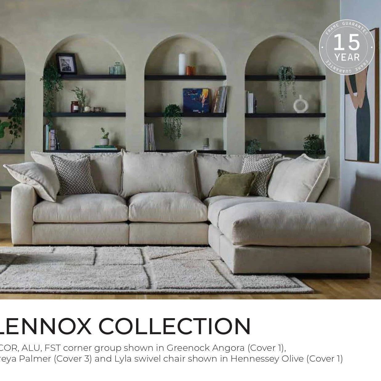 Lennox 4 piece modular chaise sofa group & footstool (left or right facing sofa)