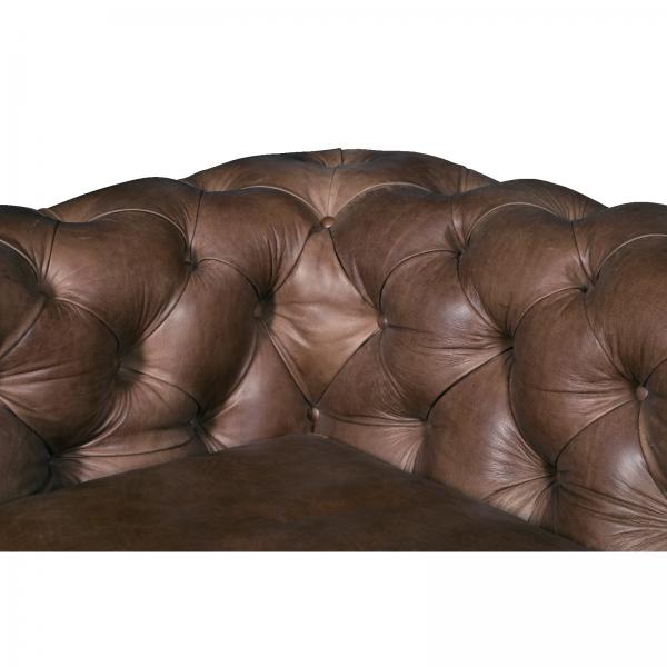 Gotti 3 Seater Chesterfield sofa in espresso dark brown distressed leather