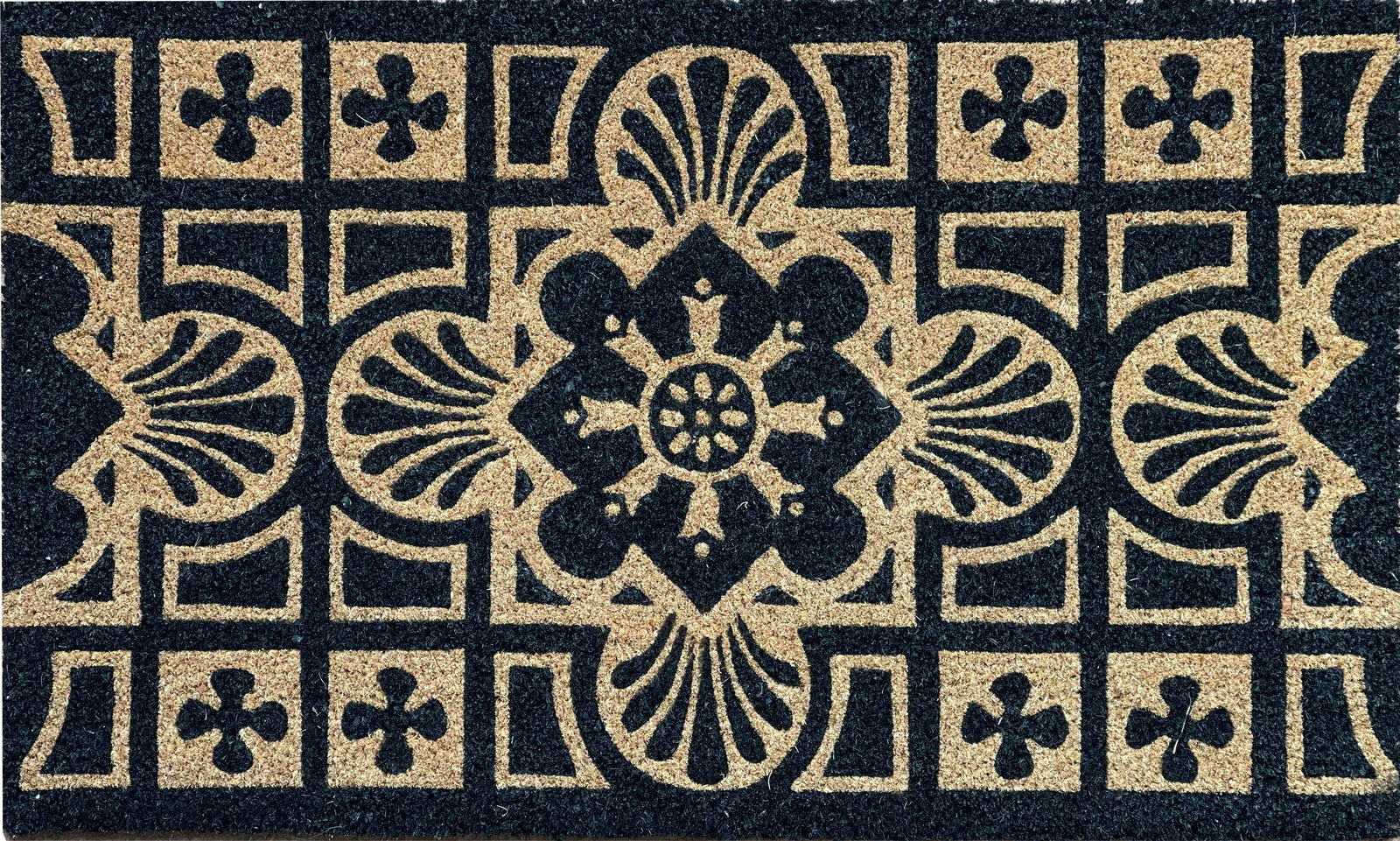 RHS Bloom Collection Coir Door mat in Jekyll Tile black