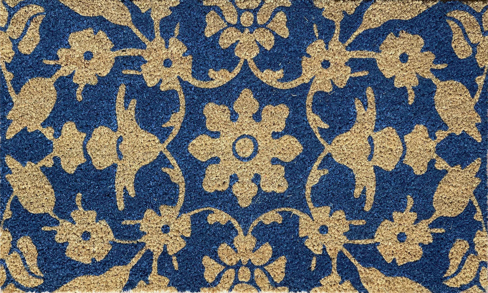 RHS Bloom Collection Coir Door mat in Jekyll Floral blue