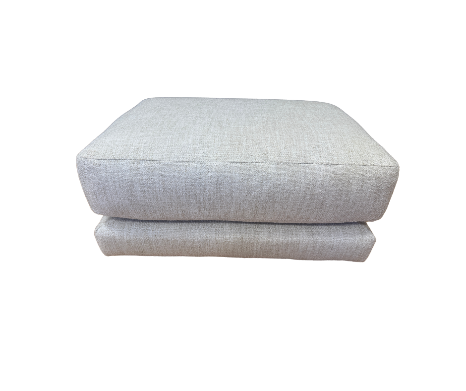 Loaf padded top footstool in clever vintage linen