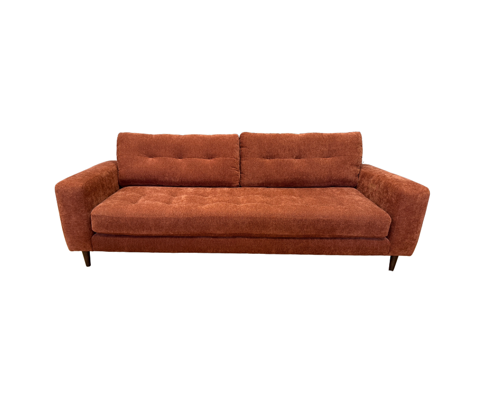 Kora 4 seater sofa with bench style seat in Marmalade soft boucle fabric