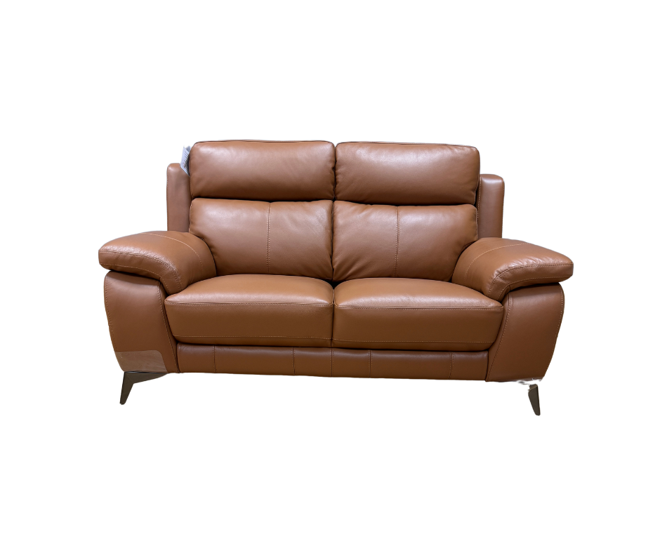 Missouri 2 seater high back leather sofa in tan brown leather