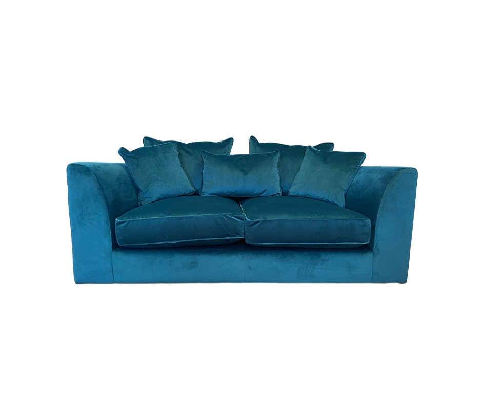 Bossanova medium 2 seater cushion back sofa in lumino teal velvet