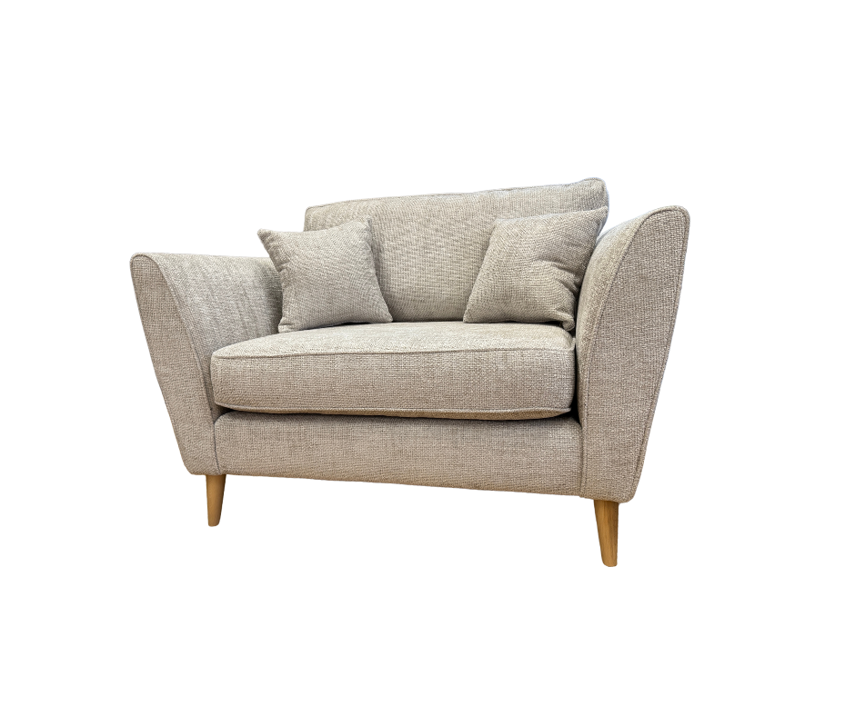 Canterbury loveseat in Tabby Humice grey chenille weave