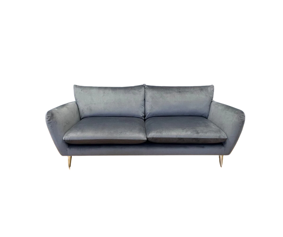 Farringdon 4 seater sofa in mid grey velvet fabric