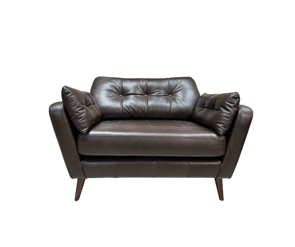 Dalston standard back loveseat in dark brown leather