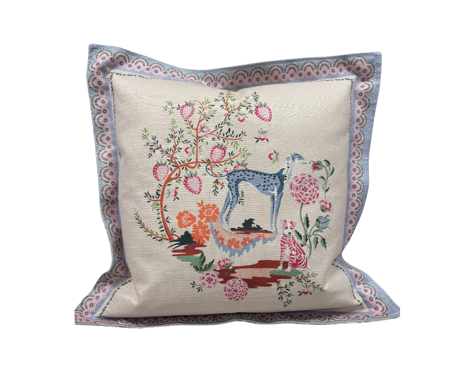 Cath Kidston square cushion in natural Painted Kingdom cotton fabric 50 x 50cm