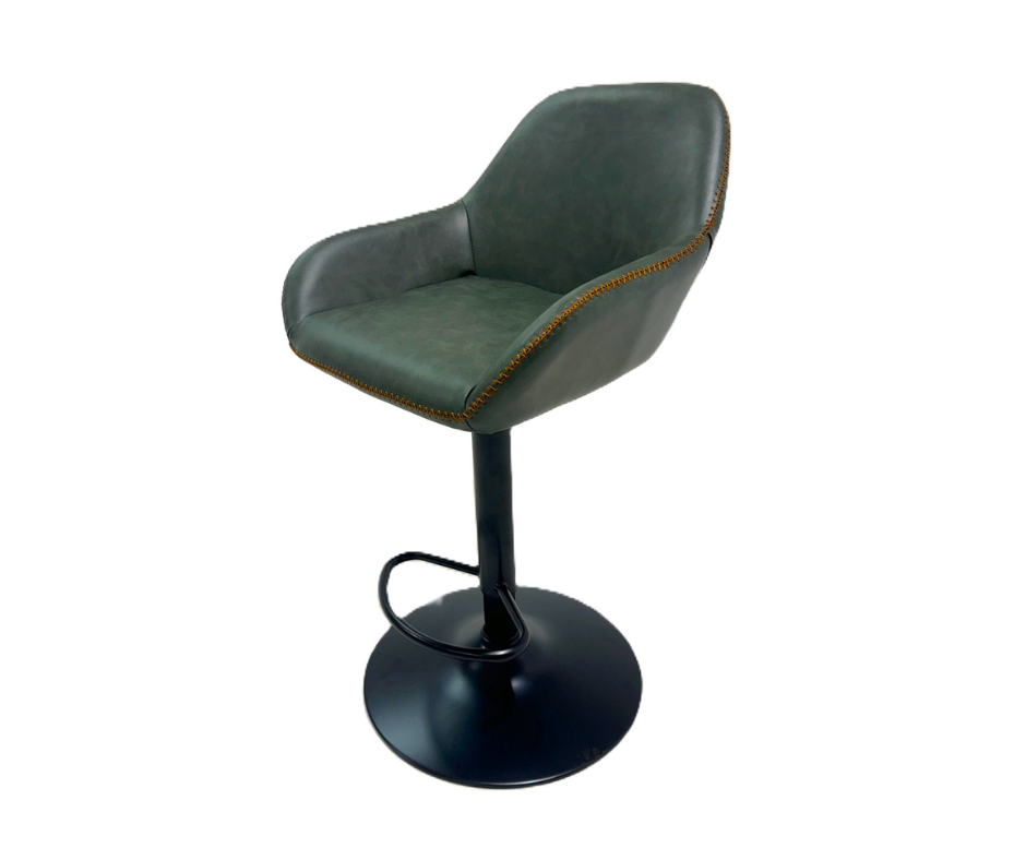 Chevy gas lift bar stool in Green vegan leather