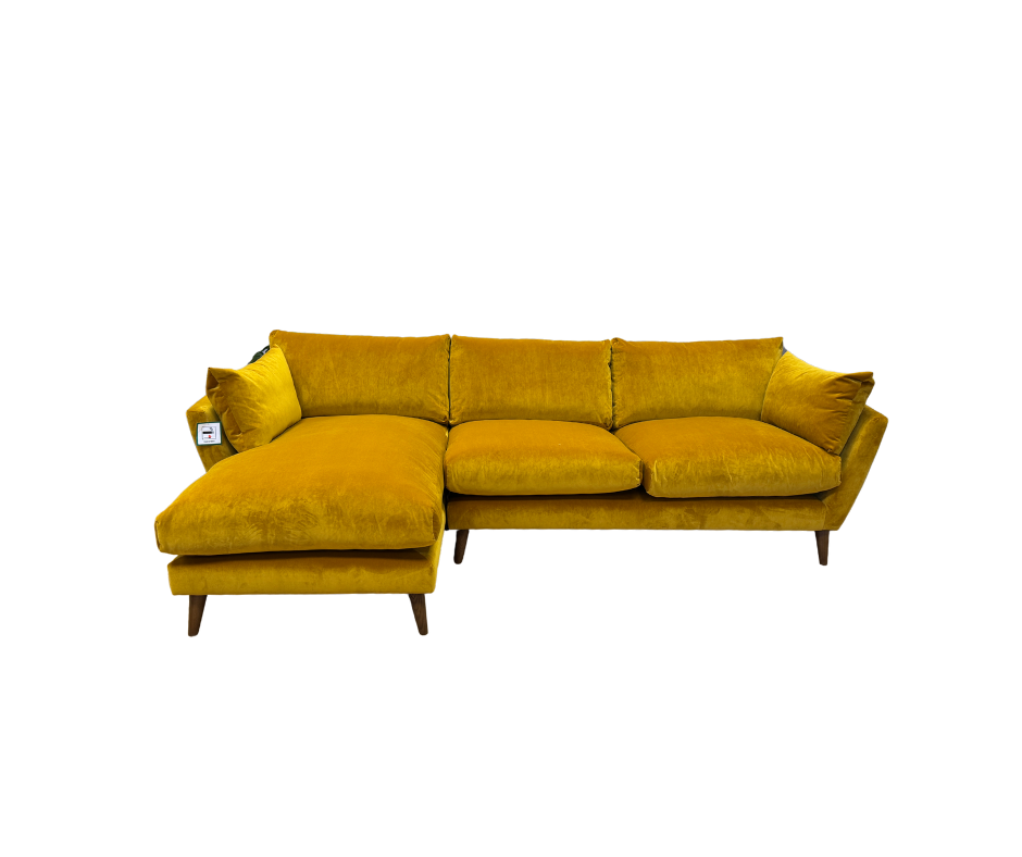 Loaf Groover left facing 2 piece chaise sofa in Butterscotch clever velvet