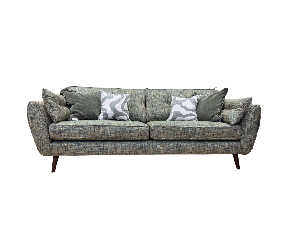 French Connection Zinc large 4 seater standard back sofa in Molten Fern green mix weave