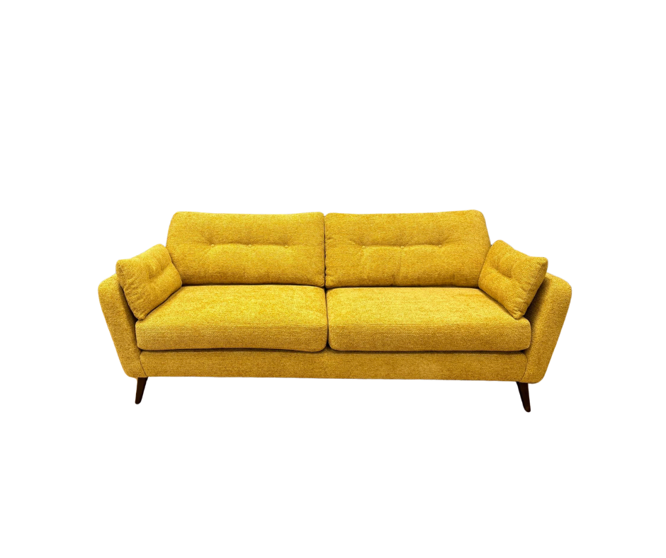 Seville 4 seater standard back sofa in Mikah Yellow velvet fabric