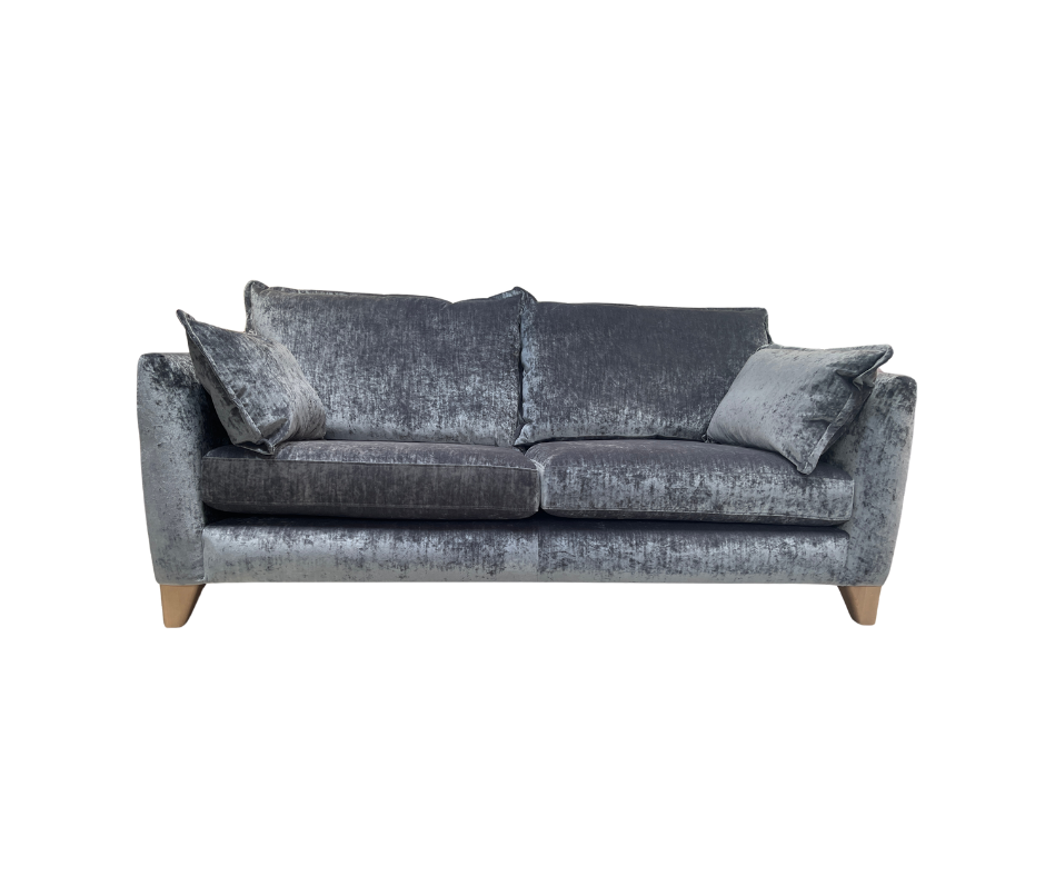 The Lounge Company Charlotte 3 seater sofa in crushed steel grey velvet