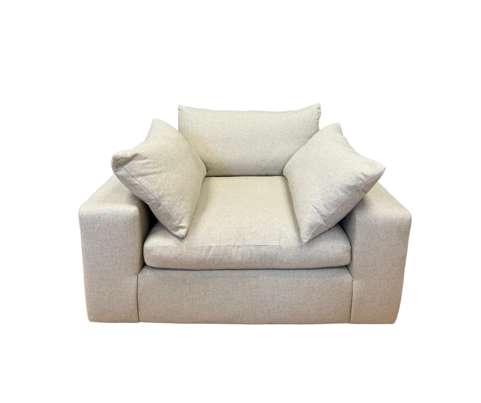 Burnham oversized armchair / snuggle chair in natural linen fabric