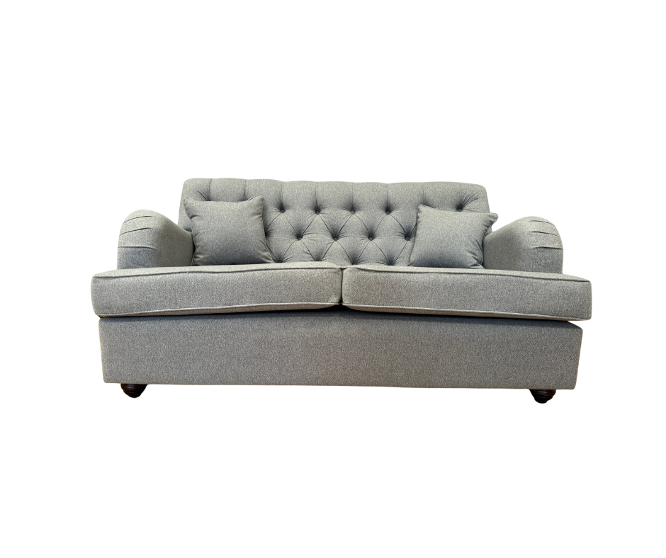 Foxcote by Willow & Hall 2 seater button sofa bed in Fog grey stain resistant wool