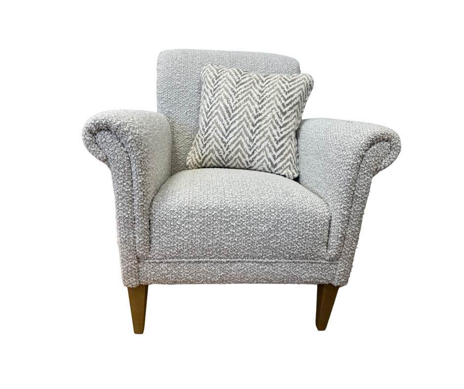 York petite accent chair in cream boucle fabric