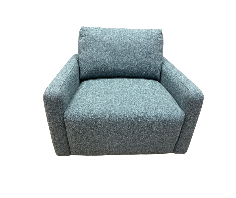 Morley by G Plan x Jay Blades swivel base large armchair in Denim blue tweed mix fabric