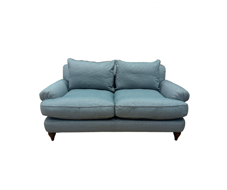 Croft Collection Findon scroll 2 seater sofa in Juno teal weave