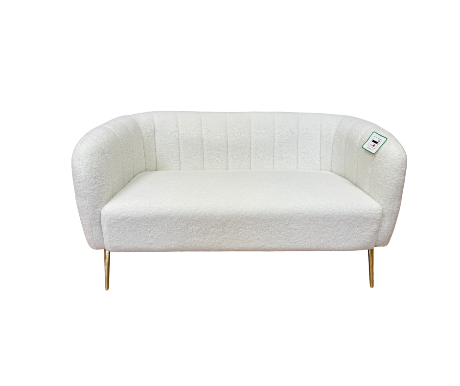 Ambrose 2 seater curved back sofa in off white boucle fabric