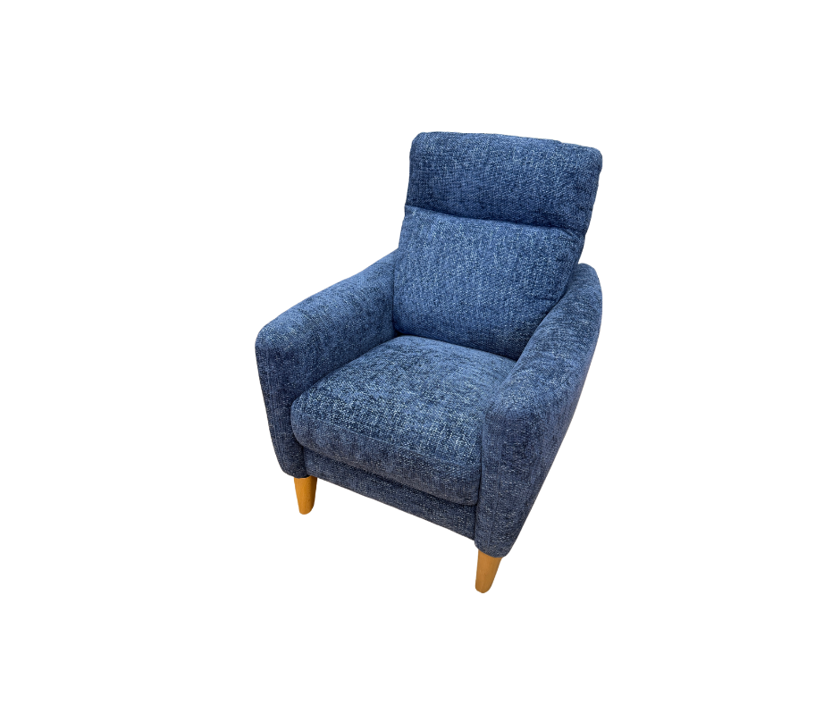 Croft Collection Petite slim style high back armchair in royal blue chenille weave