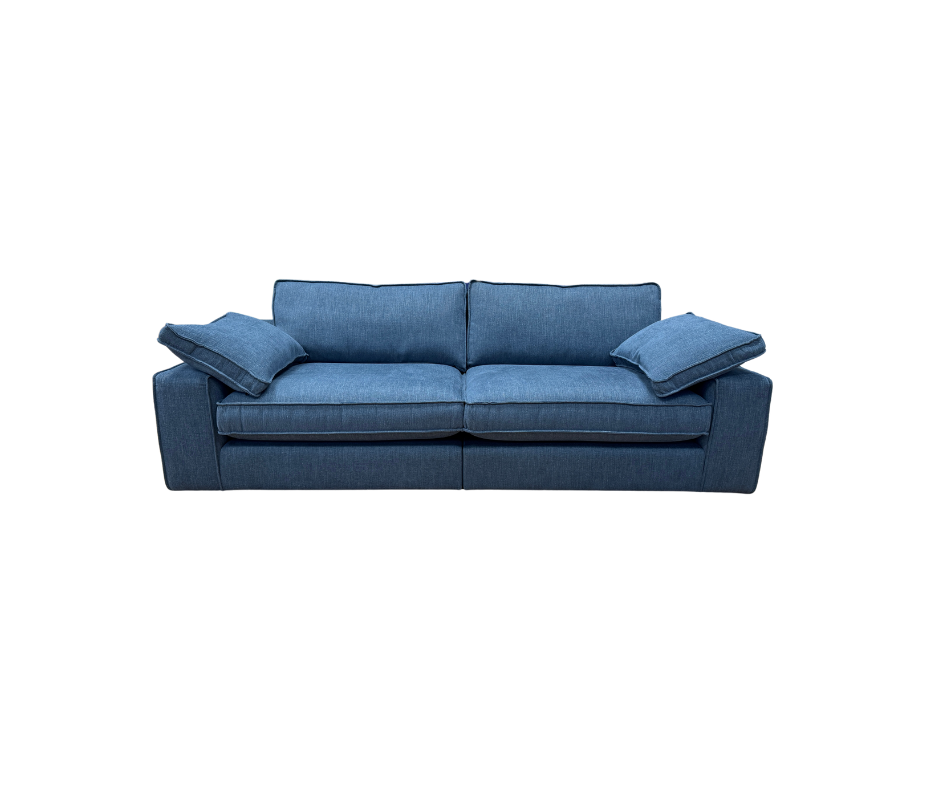 Aspen split 4 seater sofa in Kingham Wave (denim blue) washed weave fabric