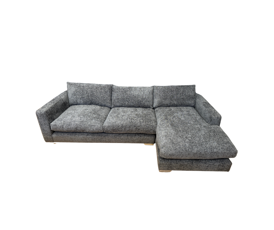 Majestic 2 piece right facing chaise sofa in charcoal chunky chenille weave