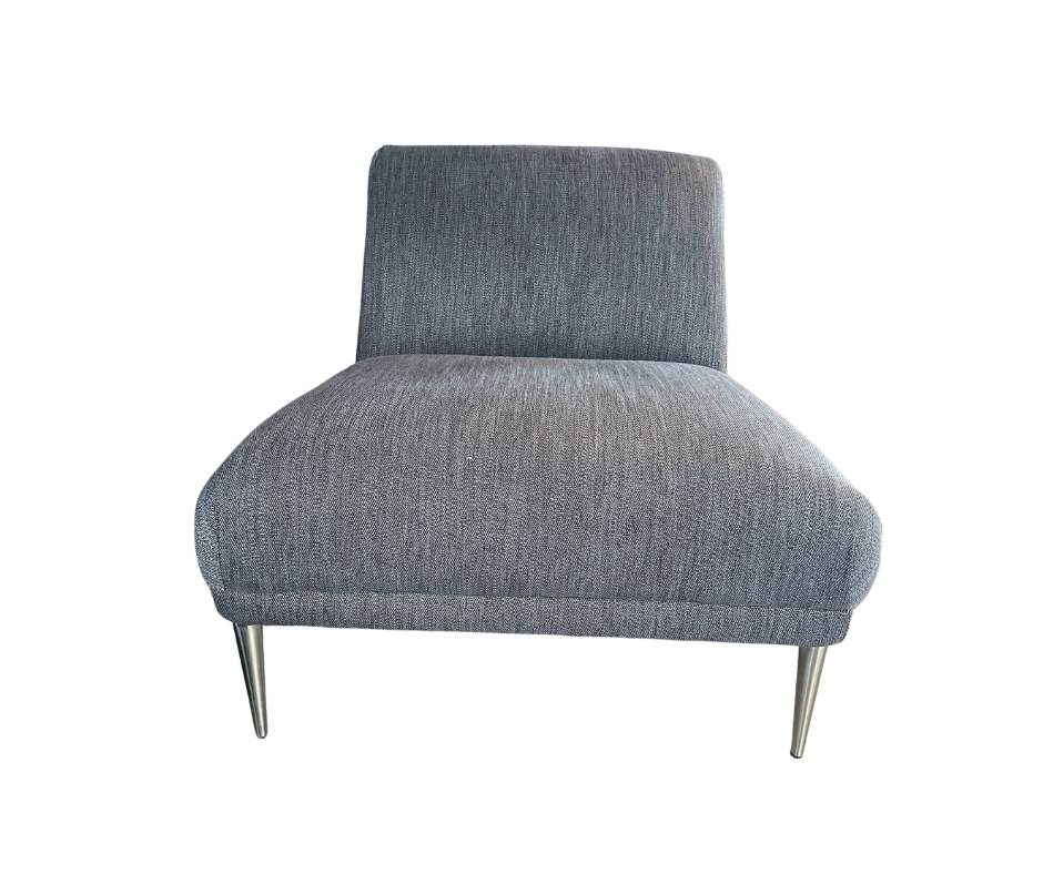 Bellagio armless accent chair in charcoal mix weave fabric