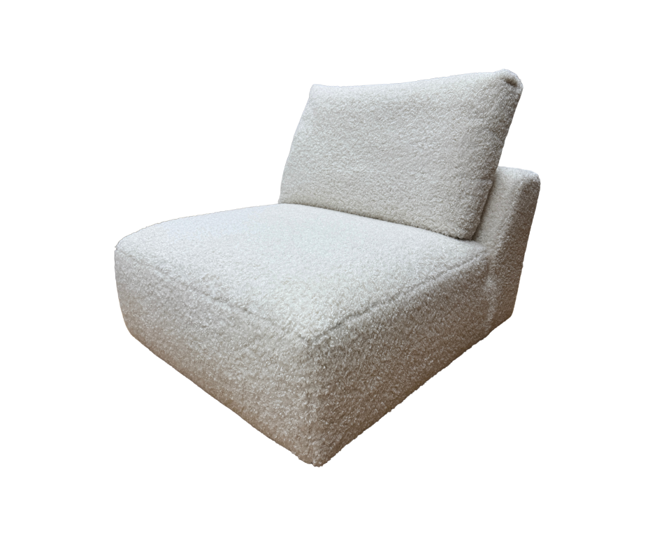 Rocco armless accent chair in ivory boucle fabric