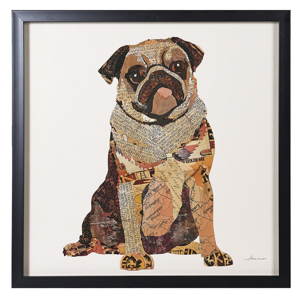 Pug dog framed collage picture 60 x 60cm