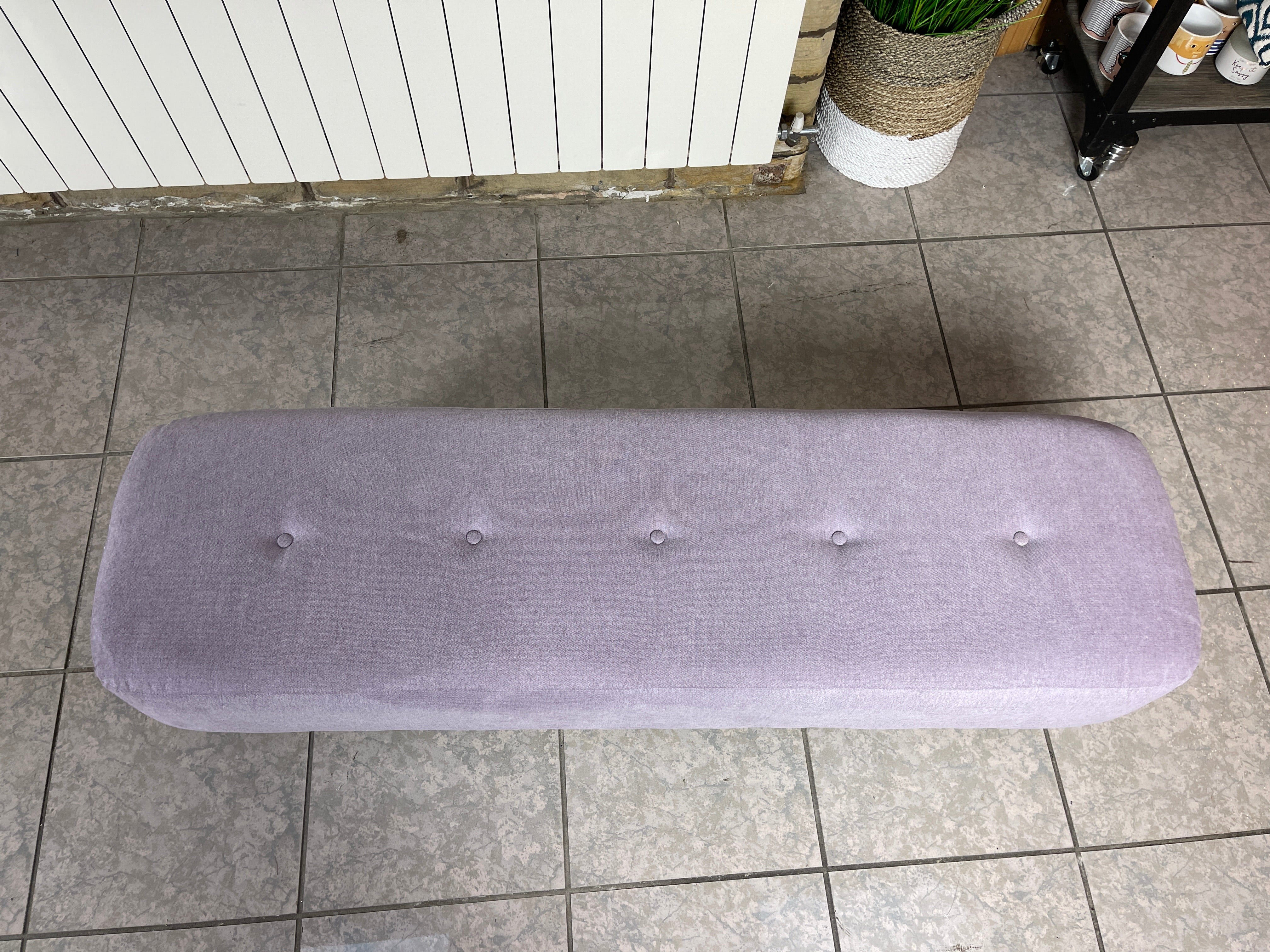 LISBON long bench footstool in lavender brushed cotton fabric