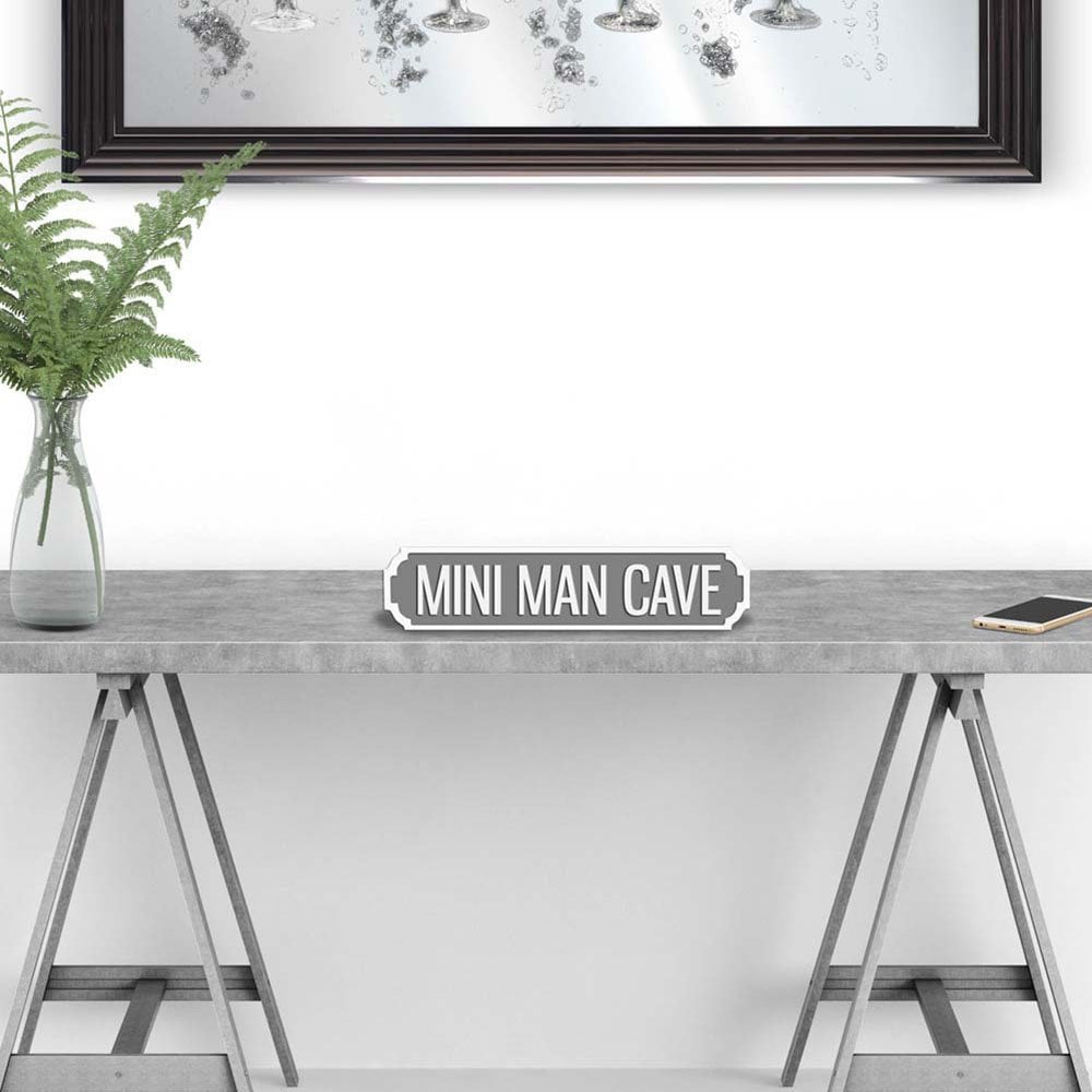 Road Sign Mini MINI MAN CAVE White / Grey - wooden vintage feel